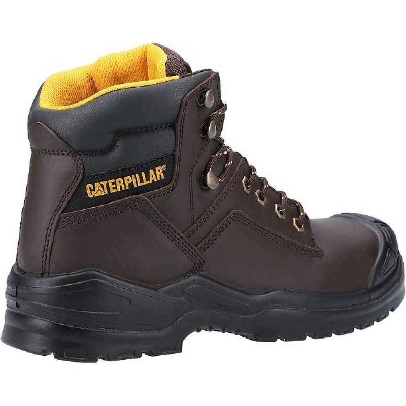 Men's Caterpillar Striver Bump Steel Toe S3 SRC Work Boots Brown | 481926-BSM