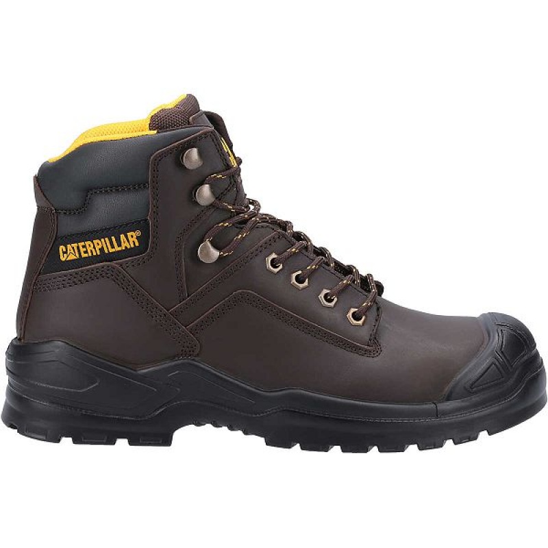 Men\'s Caterpillar Striver Bump Steel Toe S3 SRC Work Boots Brown | 481926-BSM