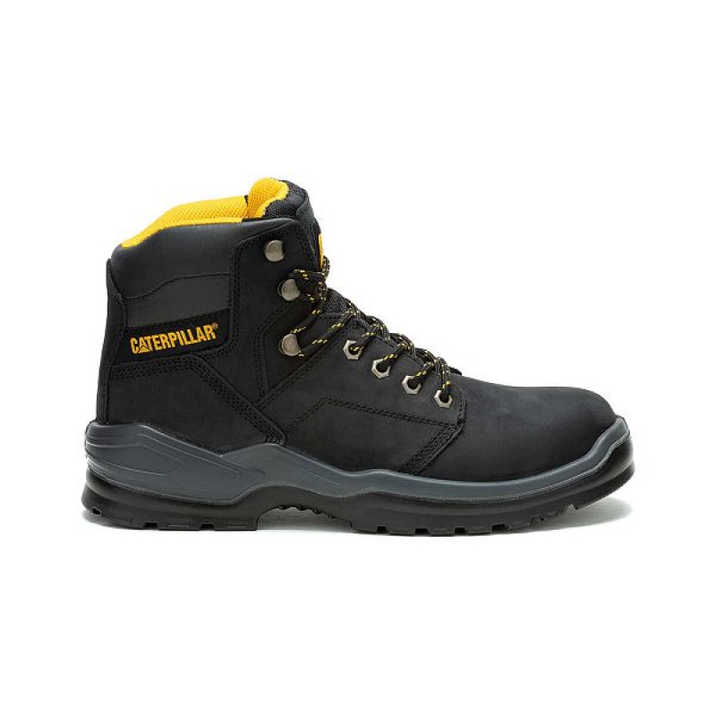 Men\'s Caterpillar Striver Steel Toe Work Boots Black | 674321-YBE