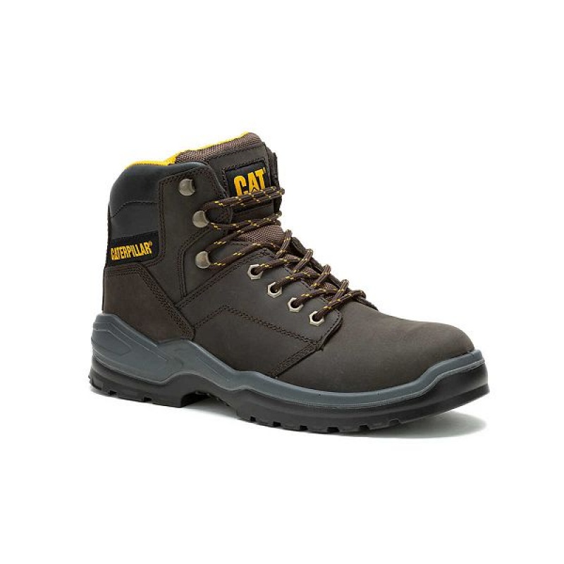 Men's Caterpillar Striver Steel Toe Work Boots Brown | 539260-UVR