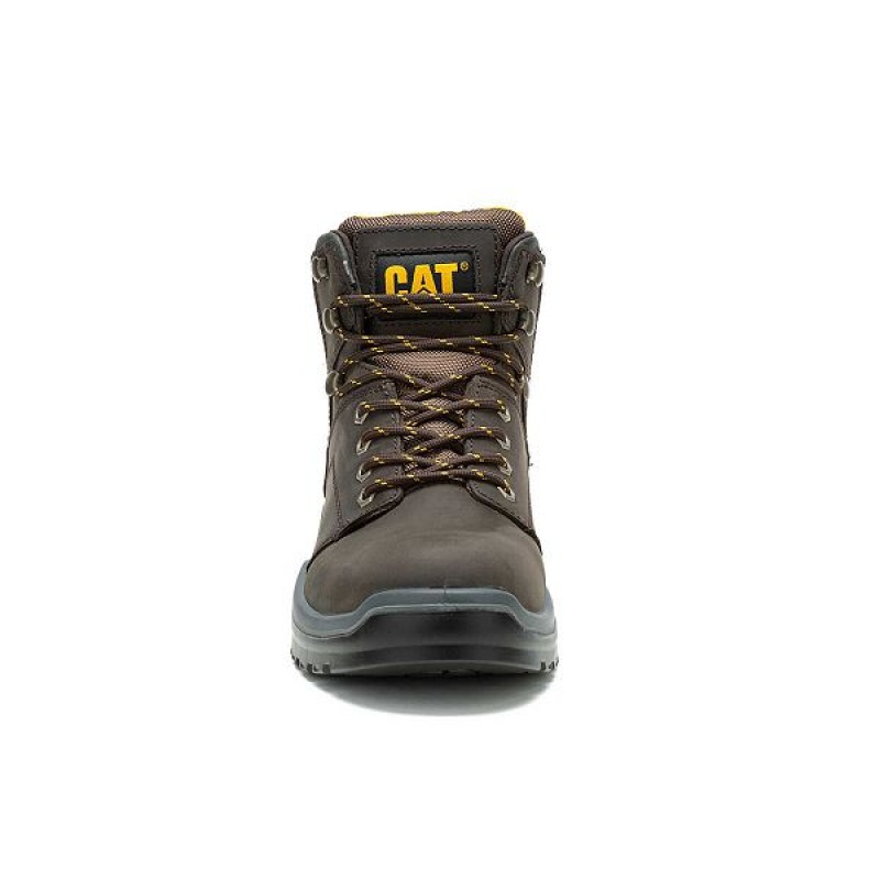 Men's Caterpillar Striver Steel Toe Work Boots Brown | 539260-UVR