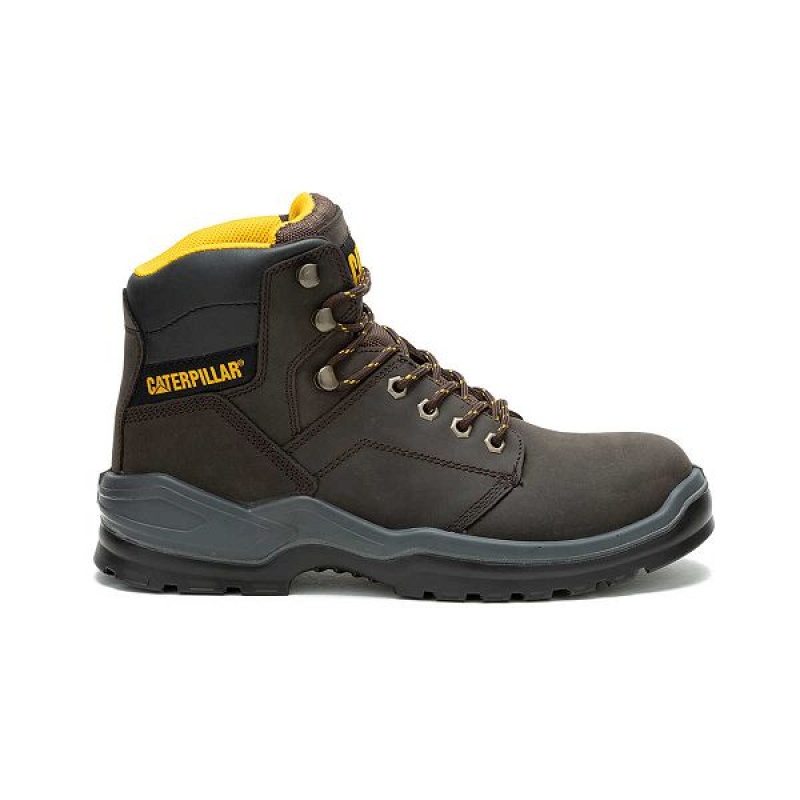 Men\'s Caterpillar Striver Steel Toe Work Boots Brown | 539260-UVR