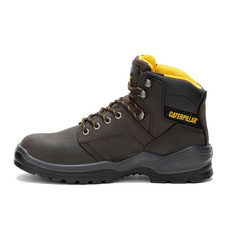 Men's Caterpillar Striver Waterproof Steel Toe Work Boots Brown | 470168-ZJN