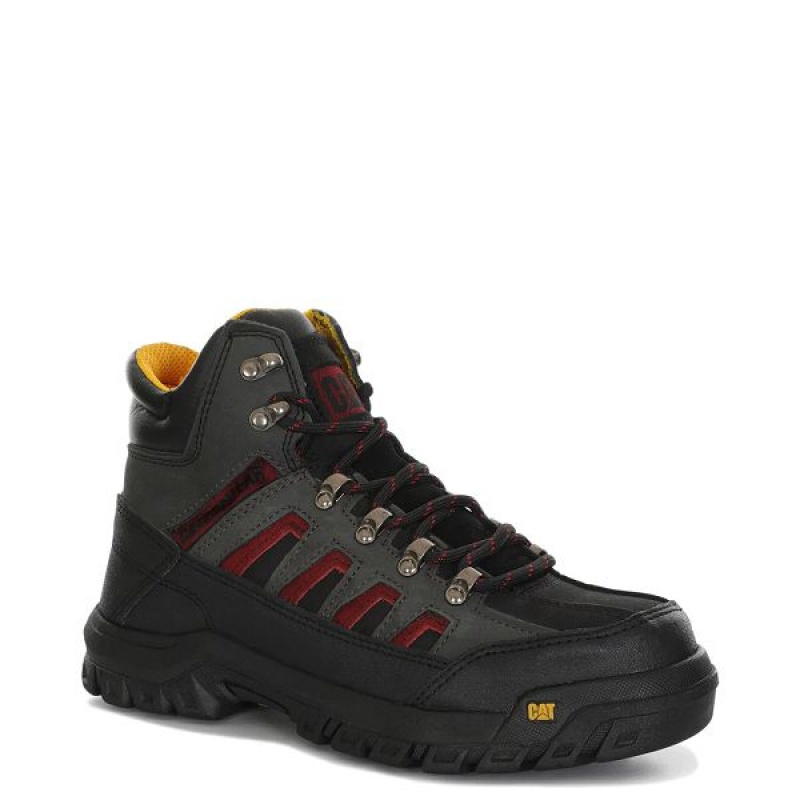 Men's Caterpillar Threshold CAG ST M4M Industrial Work Boots Black / Red | 628174-HOI