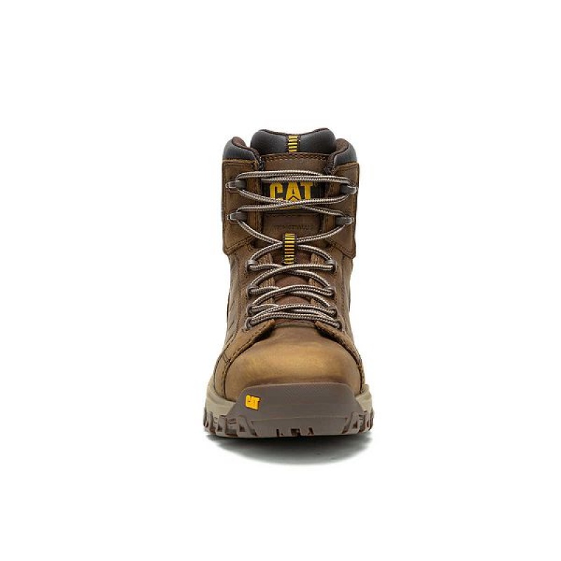 Men's Caterpillar Threshold Rebound Waterproof Composite Toe Work Boots Brown | 841053-EOL