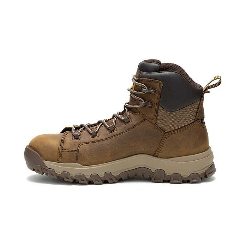 Men's Caterpillar Threshold Rebound Waterproof Composite Toe Work Boots Brown | 841053-EOL