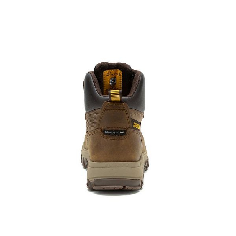 Men's Caterpillar Threshold Rebound Waterproof Composite Toe Work Boots Brown | 841053-EOL