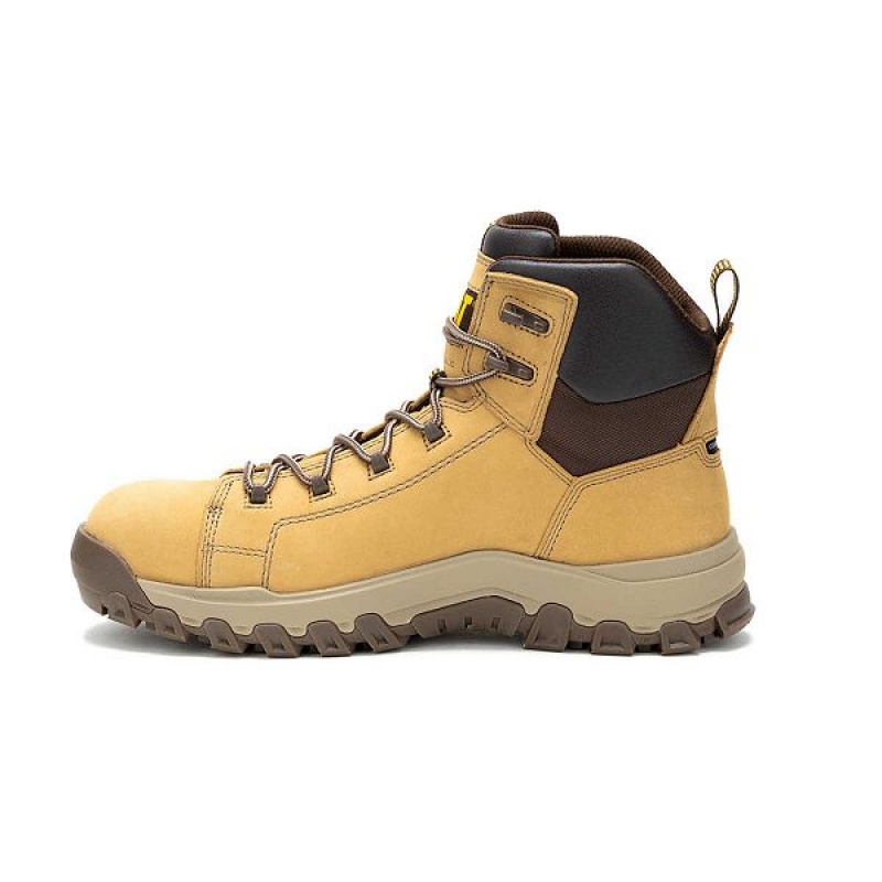 Men's Caterpillar Threshold Rebound Waterproof Composite Toe Work Boots Brown | 023891-TDJ