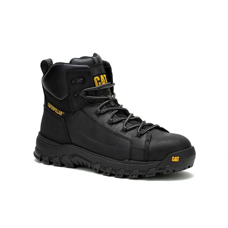 Men's Caterpillar Threshold Rebound Waterproof Composite Toe Work Boots Black | 409327-HIZ