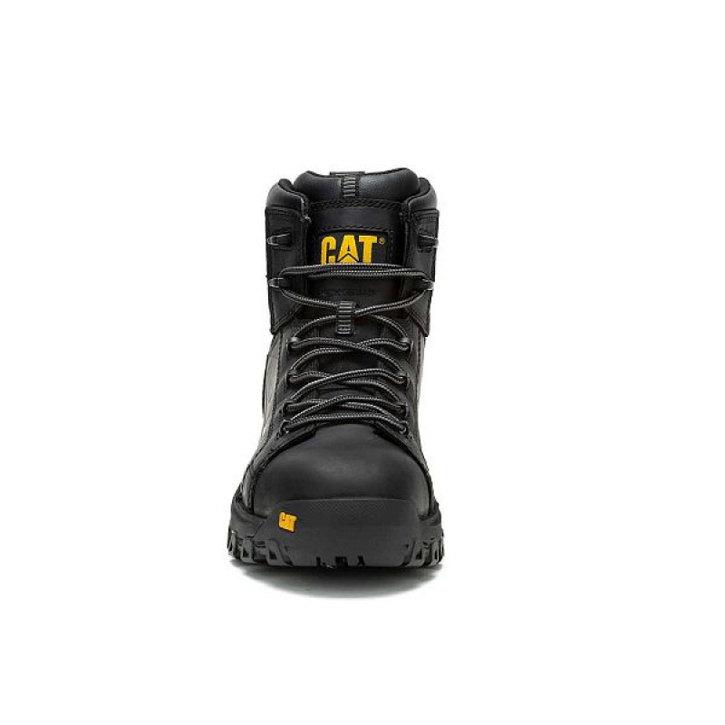 Men's Caterpillar Threshold Rebound Waterproof Composite Toe Work Boots Black | 409327-HIZ