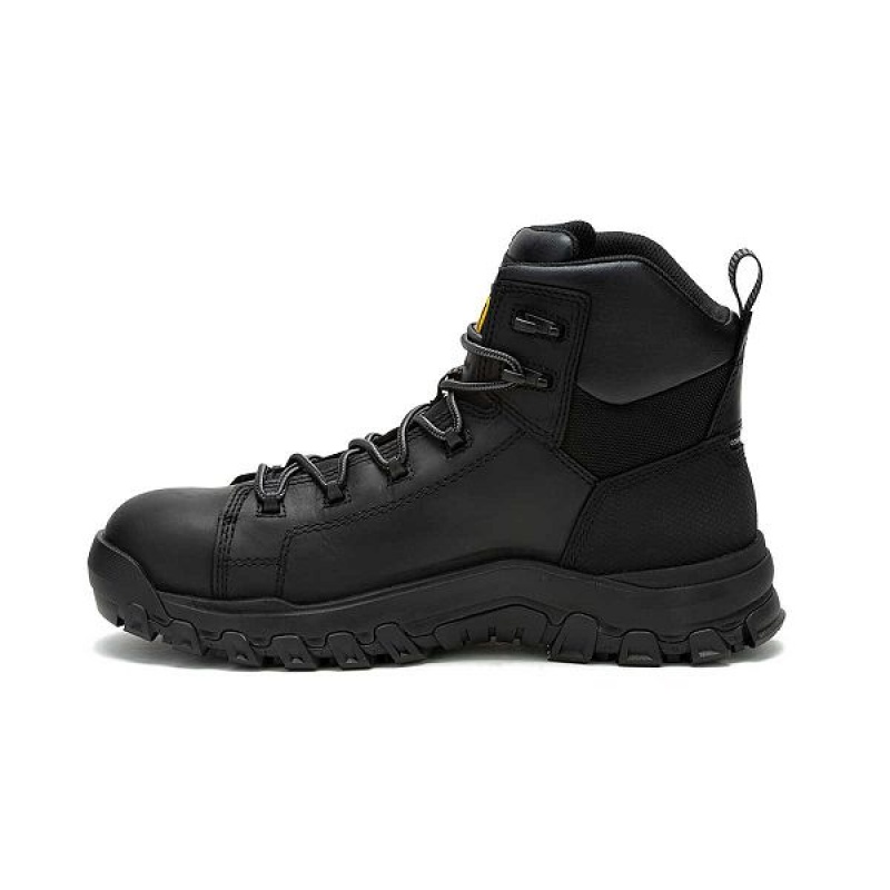 Men's Caterpillar Threshold Rebound Waterproof Composite Toe Work Boots Black | 409327-HIZ