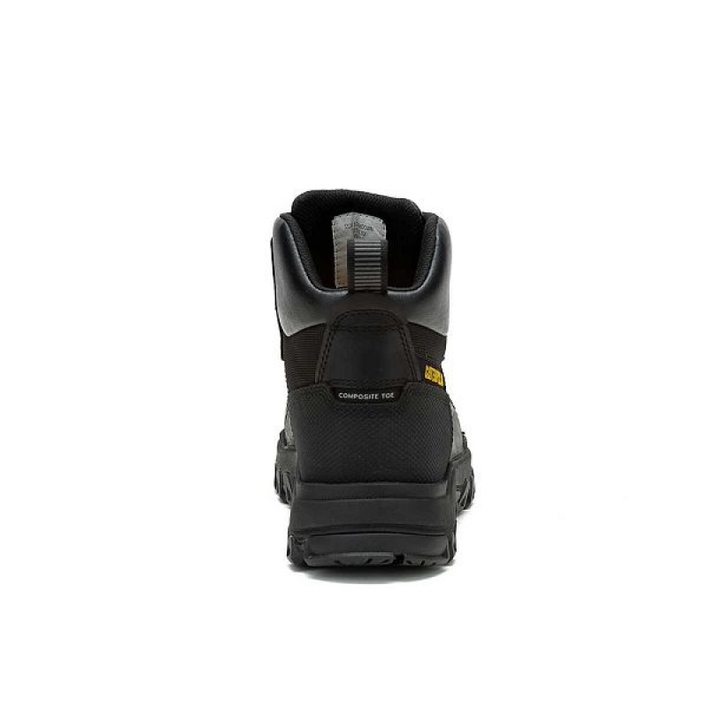 Men's Caterpillar Threshold Rebound Waterproof Composite Toe Work Boots Black | 409327-HIZ