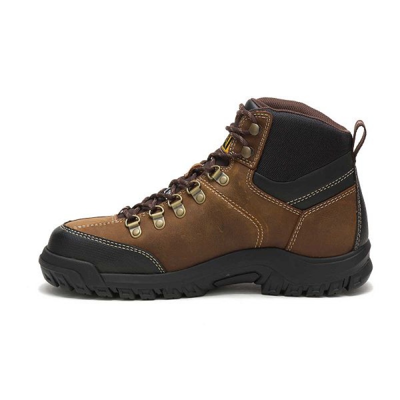 Men's Caterpillar Threshold Waterproof Steel Toe Work Boots Brown | 629513-DQG