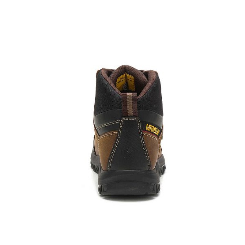 Men's Caterpillar Threshold Waterproof Steel Toe Work Boots Brown | 629513-DQG