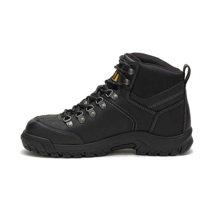 Men's Caterpillar Threshold Waterproof Steel Toe Work Boots Black | 584092-COZ