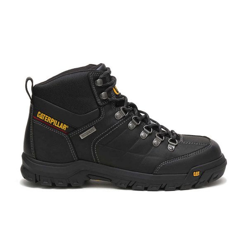 Men\'s Caterpillar Threshold Waterproof Steel Toe Work Boots Black | 584092-COZ