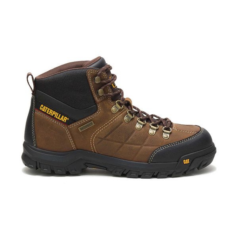 Men\'s Caterpillar Threshold Waterproof Work Boots Brown | 607249-UDS