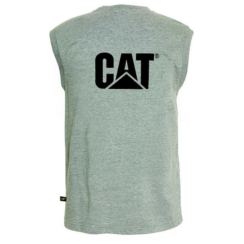 Men's Caterpillar Trademark Sleeveless Pocket Tee T-Shirt Grey | 158342-MOG