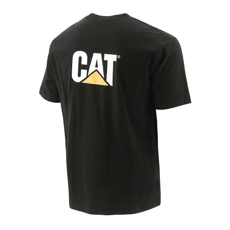 Men's Caterpillar Trademark Tee T-Shirt Black | 853194-XCR