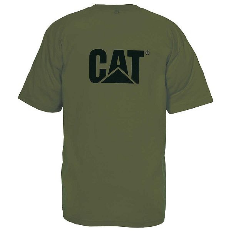 Men's Caterpillar Trademark Tee T-Shirt Green | 587426-WIV