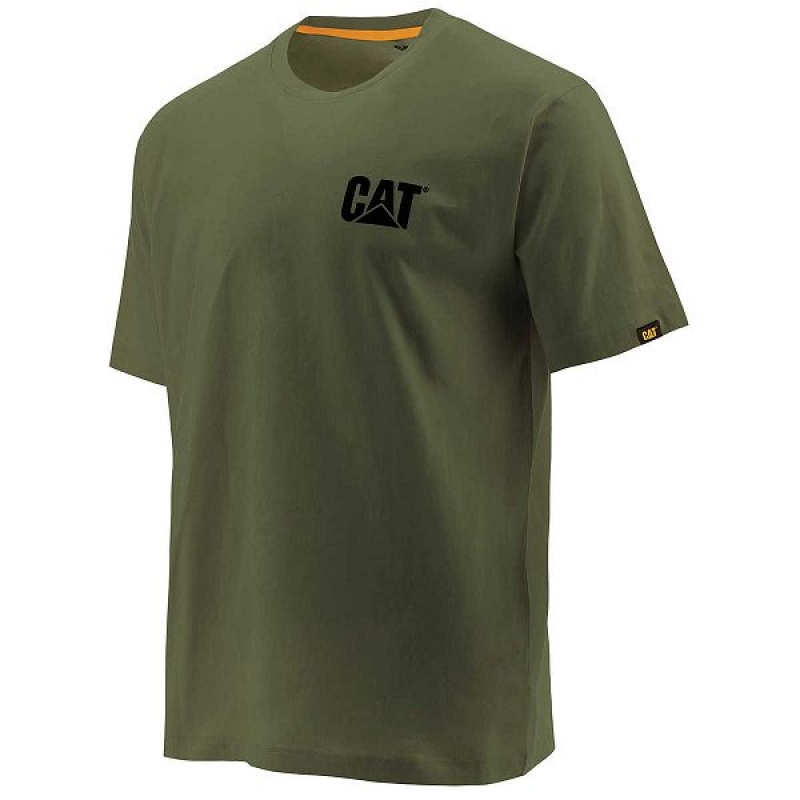 Men\'s Caterpillar Trademark Tee T-Shirt Green | 587426-WIV