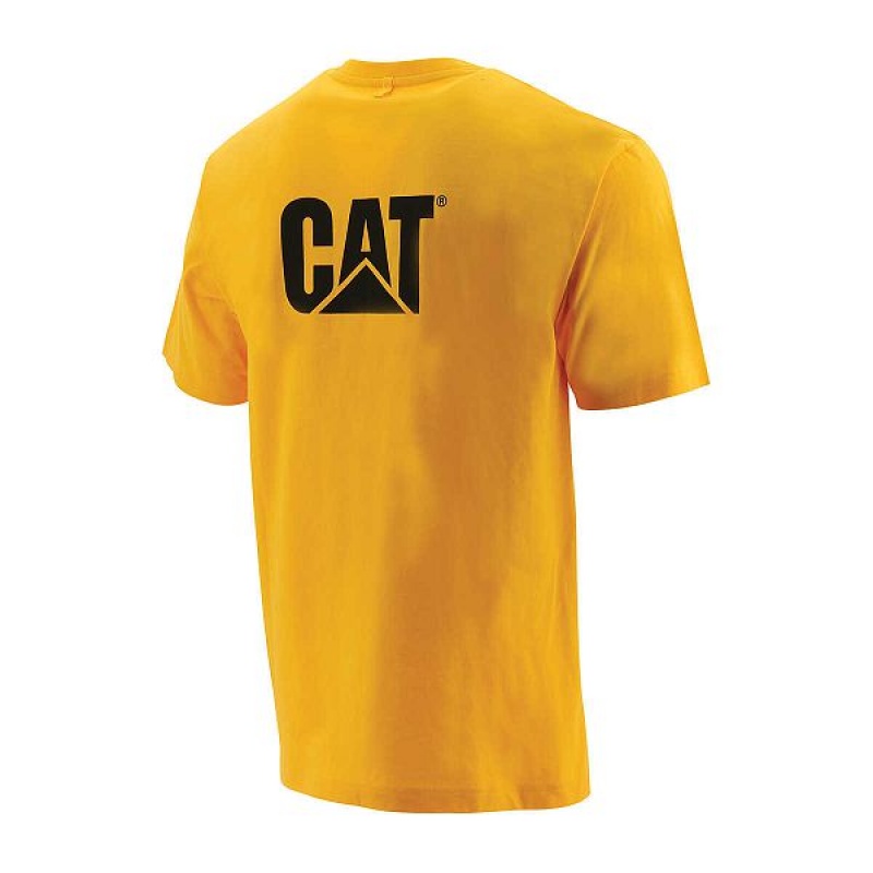 Men's Caterpillar Trademark Tee T-Shirt Yellow | 084631-IGR