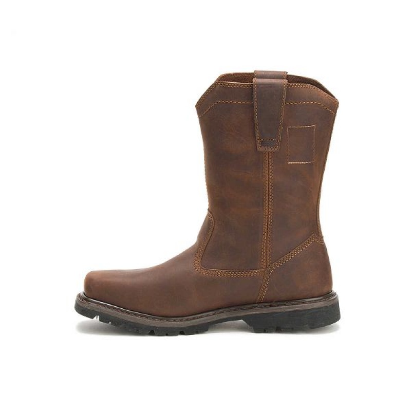 Men's Caterpillar Wellston Pull On Steel Toe Work Boots Dark / Brown | 157946-HIU