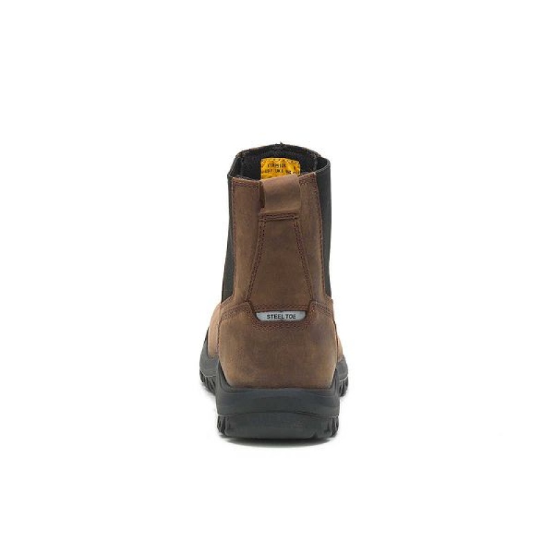 Men's Caterpillar Wheelbase Steel Toe Work Boots Brown | 184953-PFV