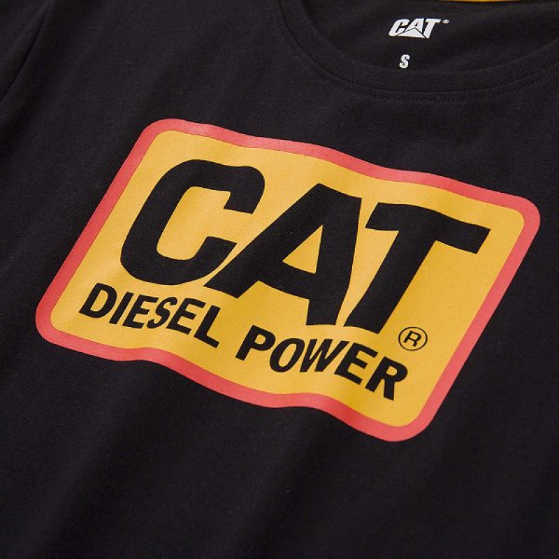 Women's Caterpillar Diesel Power Tee T-Shirt Black | 245017-GXL