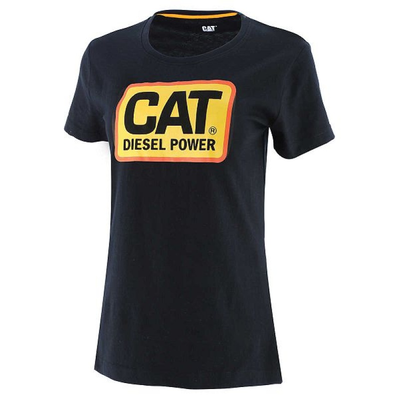 Women\'s Caterpillar Diesel Power Tee T-Shirt Black | 245017-GXL