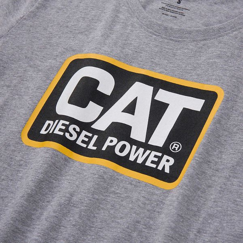 Women's Caterpillar Diesel Power Tee T-Shirt Grey | 216038-NIO