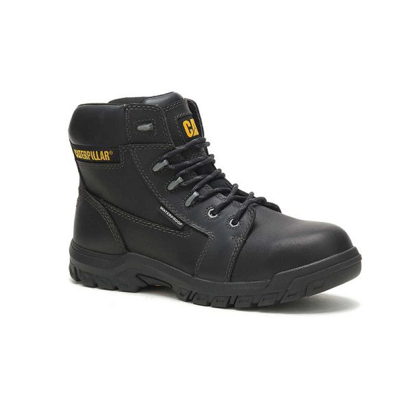 Women's Caterpillar Resorption Waterproof Composite Toe Work Boots Black | 380976-XWP