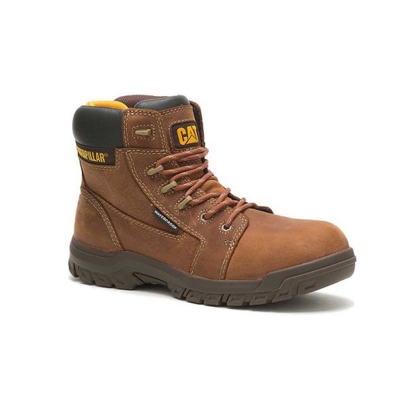 Women's Caterpillar Resorption Waterproof Composite Toe Work Boots Brown | 815390-BJW