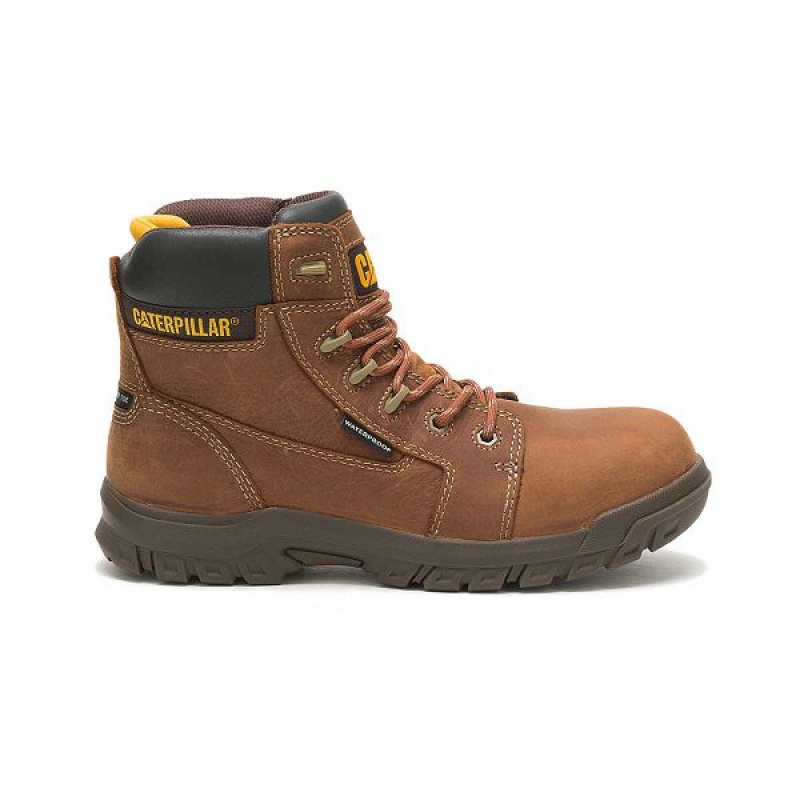 Women\'s Caterpillar Resorption Waterproof Composite Toe Work Boots Brown | 815390-BJW