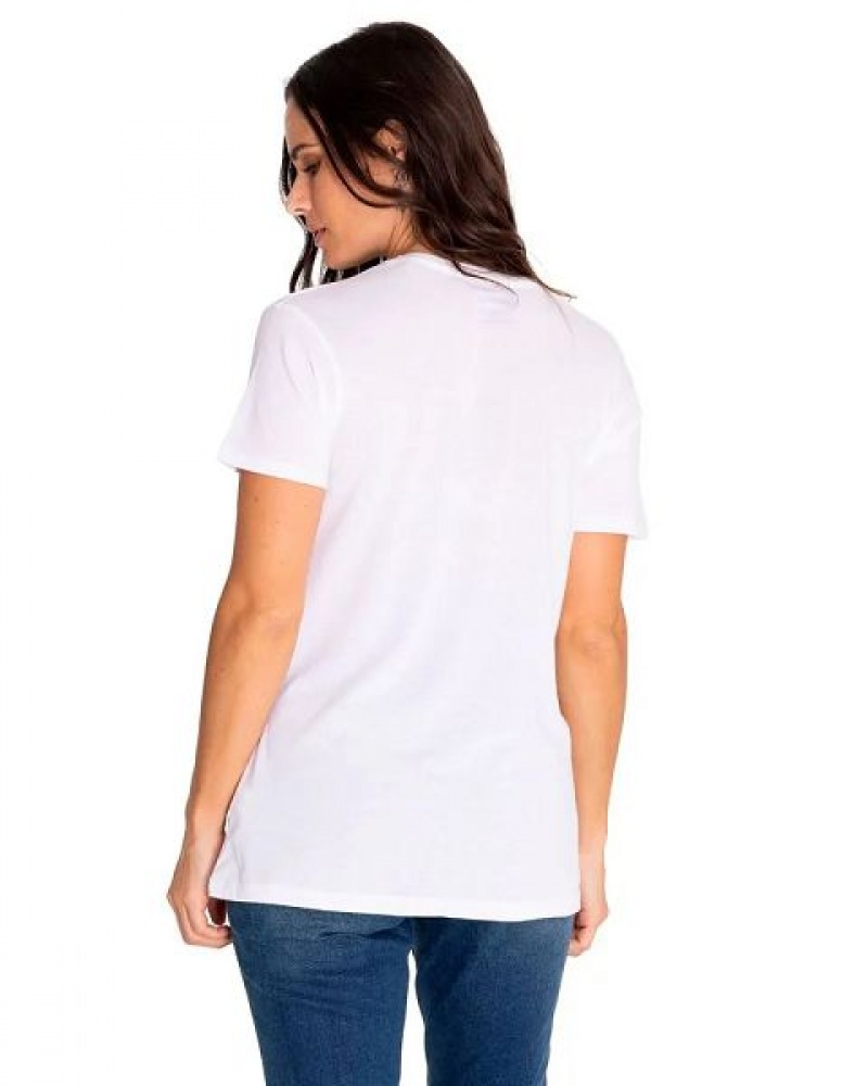 Women's Caterpillar Short Sleeve W Historic Tradition Graphic Tee T-Shirt White | 837409-QLM