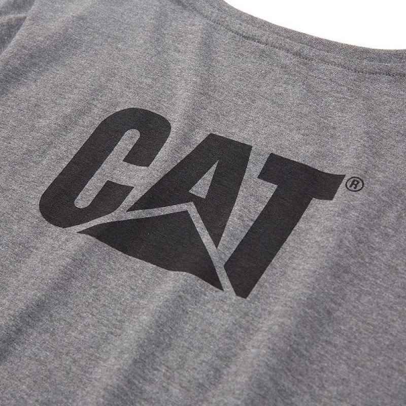 Women's Caterpillar Trademark Tee T-Shirt Grey | 689521-HWP