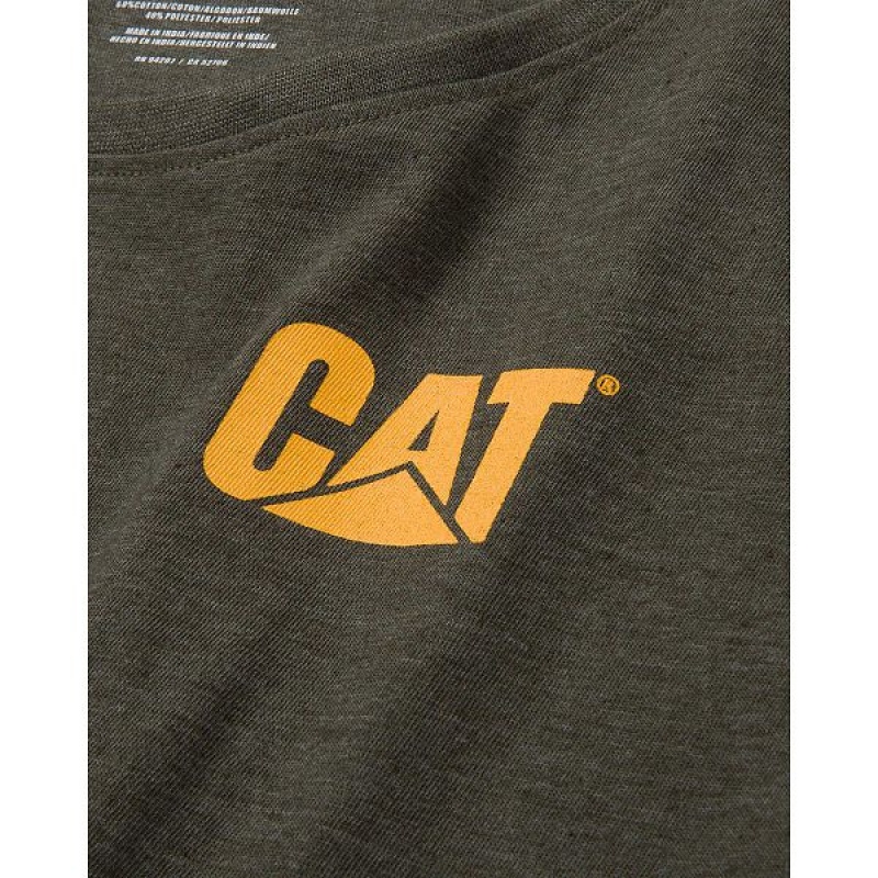 Women's Caterpillar Trademark Tee T-Shirt Olive | 638407-GMU